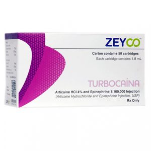 Anestesia dental Turbocaina marca Zeyco contiene Articaina al 4%. Deposito Dental Dentalmex Online
