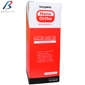 Cepillos nano ortho con carbon activado de la marca Borgatta. Deposito Dental Dentalmex