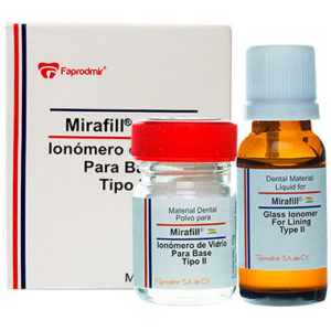 Ionomero de vidrio tipo 2 para base cavitaria de la marca Mirafil Faprodmir. Deposito Dental Dentalmex Tienda Online