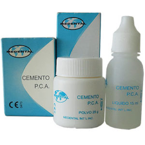 Juego de cemento PCA (Policarboxilato) de la marca Medental. Deposito Dentalmex Tienda Online