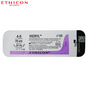 Sutura Vicryl de 4-0 de la marca Ethicon. Deposito Dental Dentalmex Tienda Online